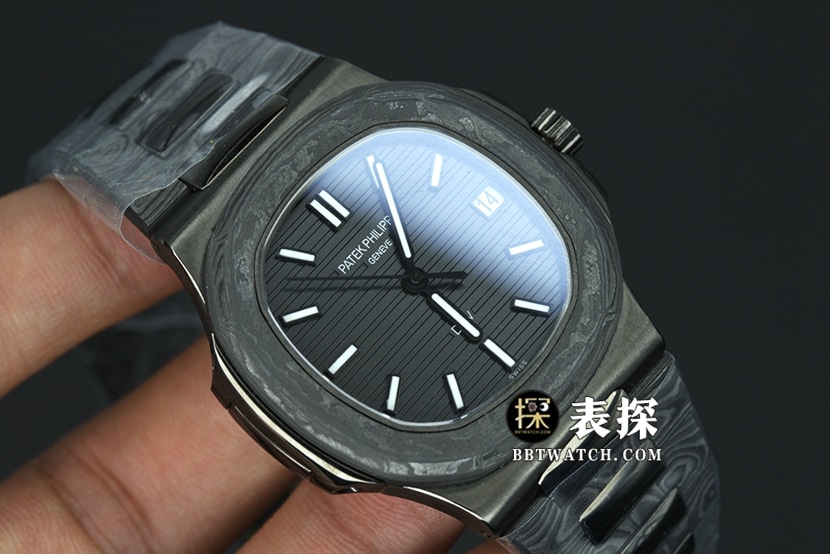 DiW百达翡丽运动优雅超A精仿手表黑盘白针钢带款图片及价格正面实拍图
