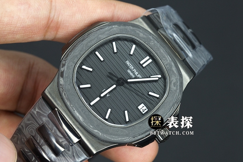 DiW百达翡丽运动优雅超A精仿手表黑盘白针钢带款图片及价格正面实拍图