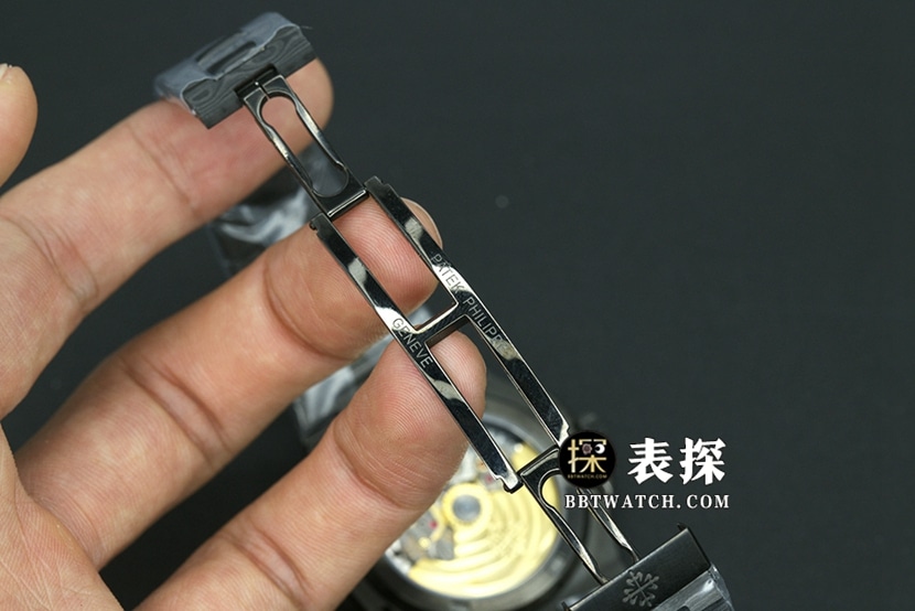 DiW百达翡丽运动优雅超A精仿手表黑盘白针钢带款图片及价格表扣实拍图