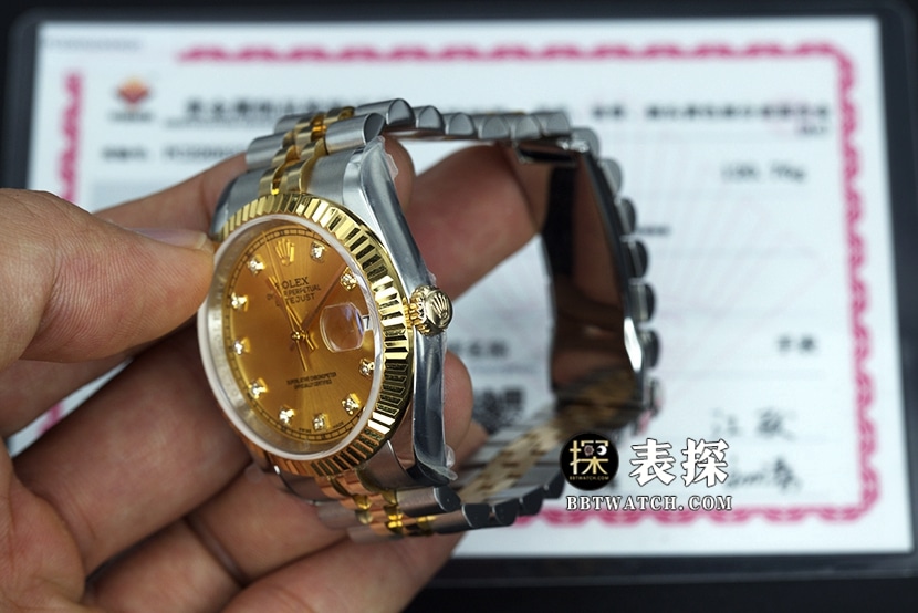 劳力士日志型顶级复刻手表金盘钢带款图片及价格整体实拍图
