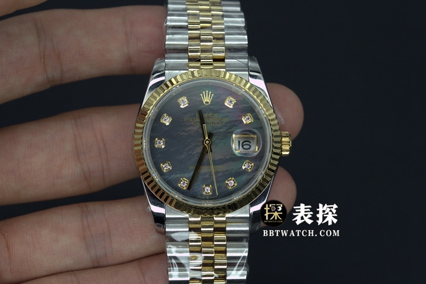 BP厂劳力士日志型一比一超A高仿手表墨绿贝壳面钢带款图片及价格正面实拍图