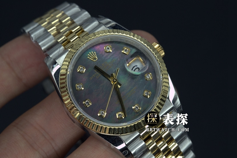 BP厂劳力士日志型一比一超A高仿手表墨绿贝壳面钢带款图片及价格正面实拍图