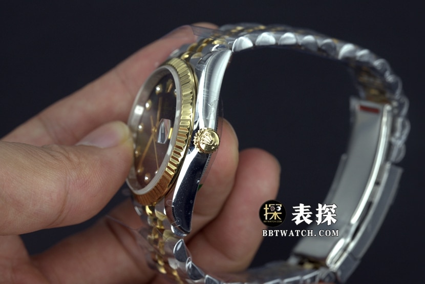 BP厂劳力士日志型一比一超A高仿手表墨绿贝壳面钢带款图片及价格侧面实拍图