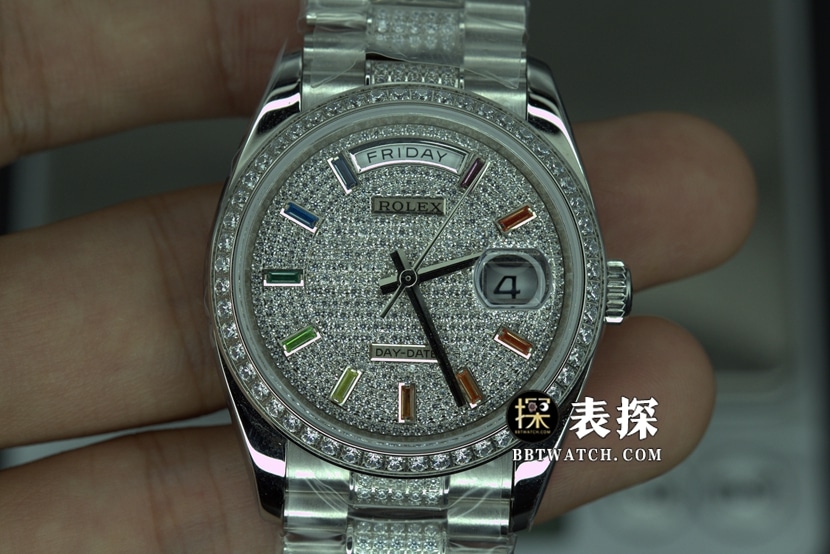 BP厂劳力士日历星期型一比一超A高仿手表满天星盘钢带款图片及价格正面实拍图