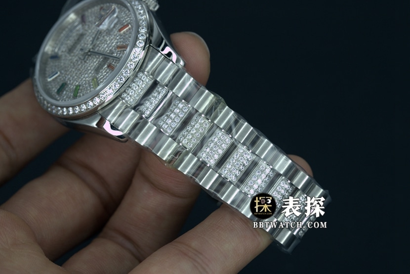 BP厂劳力士日历星期型一比一超A高仿手表满天星盘钢带款图片及价格表带实拍图