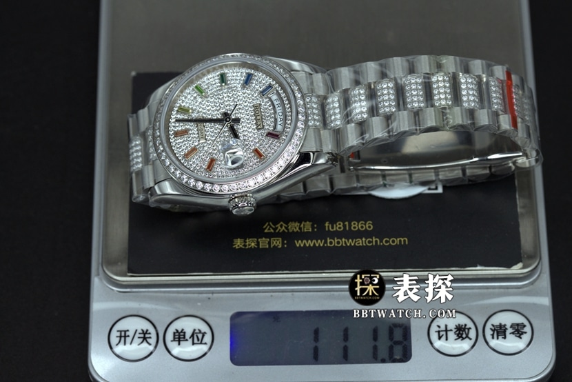 BP厂劳力士日历星期型一比一超A高仿手表满天星盘钢带款图片及价格重量实拍图