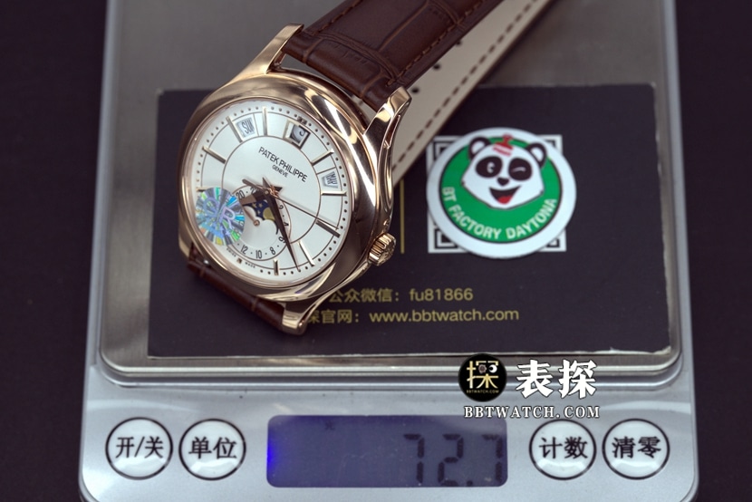 GR厂百达翡丽复杂功能时计一比一超A精仿手表男士白盘皮带款图片及价格重量实拍图