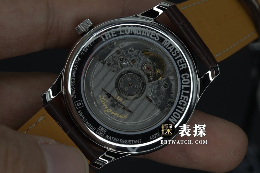 KL厂浪琴名匠顶级一比一高仿手表白盘蓝针皮带款图片及价格背面实拍图