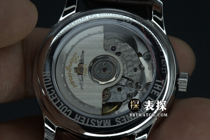 KL厂浪琴名匠顶级一比一高仿手表白盘蓝针皮带款图片及价格背面实拍图