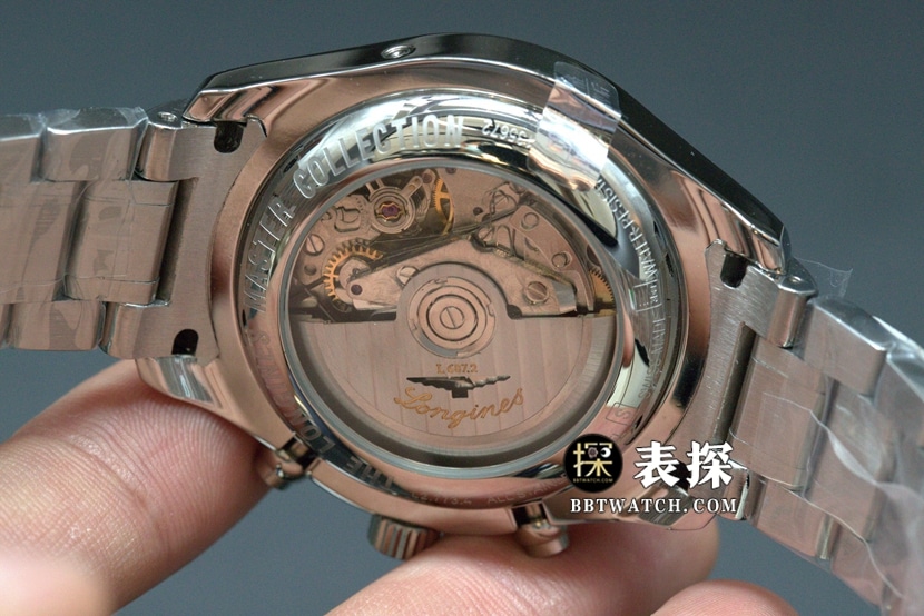 GS厂浪琴名匠八针月相顶级复刻手表白盘蓝针钢带款图片及价格背面实拍图