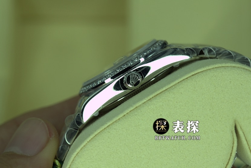 GS厂劳力士日志型一比一超A高仿手表粉盘钢带款图片及价格侧面实拍图