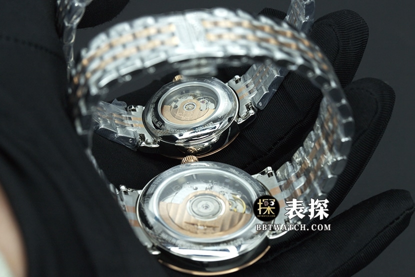 浪琴博雅超A高仿手表情侣白盘黑针钢带款图片及价格背面实拍图