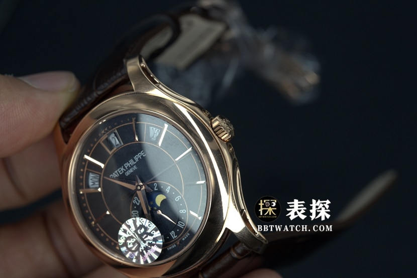 GR厂百达翡丽复杂功能时计超A高仿手表男士黑盘皮带款图片及价格整体实拍图