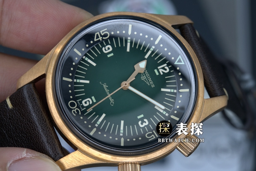 OS厂浪琴经典复刻超A精仿手表男士绿盘皮带款图片及价格正面实拍图