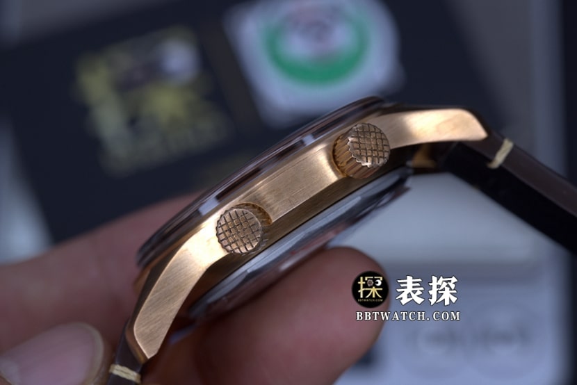 OS厂浪琴经典复刻超A精仿手表男士绿盘皮带款图片及价格侧面实拍图
