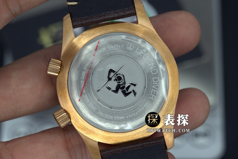 OS厂浪琴经典复刻超A精仿手表男士绿盘皮带款图片及价格背面实拍图
