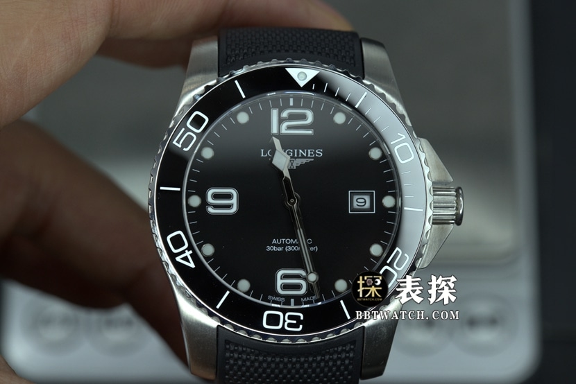 ZF厂浪琴康卡斯一比一顶级复刻手表男士黑盘橡胶款图片及价格正面实拍图