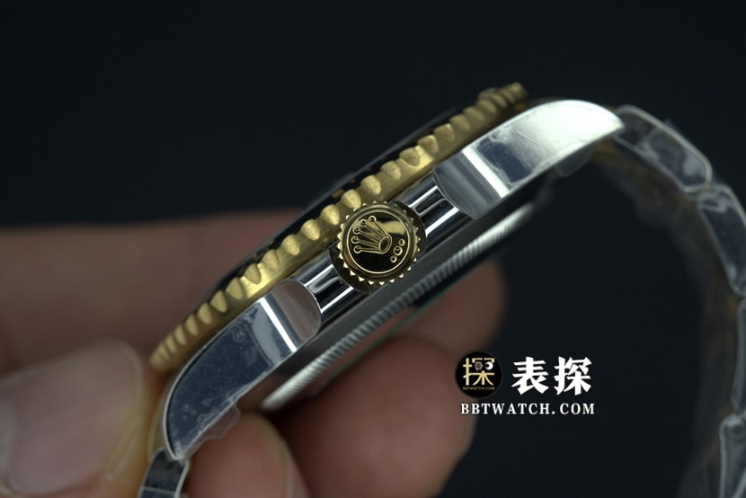 VS厂劳力士潜航者超A精仿手表男士间金黑水鬼钢带款图片及价格侧面实拍图