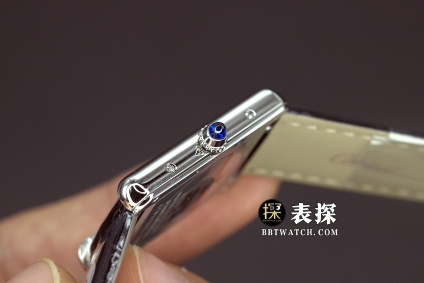 DR厂卡地亚坦克顶级一比一高仿手表女士白盘蓝针皮带款图片及价格侧面实拍图