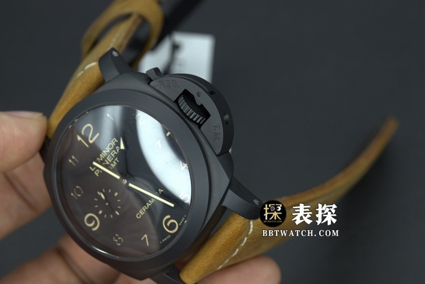 SBF厂沛纳海一比一超A高仿手表男士黑盘皮带款图片及价格整体实拍图