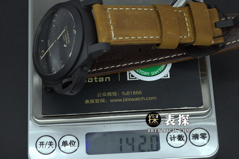 SBF厂沛纳海一比一超A高仿手表男士黑盘皮带款图片及价格重量实拍图