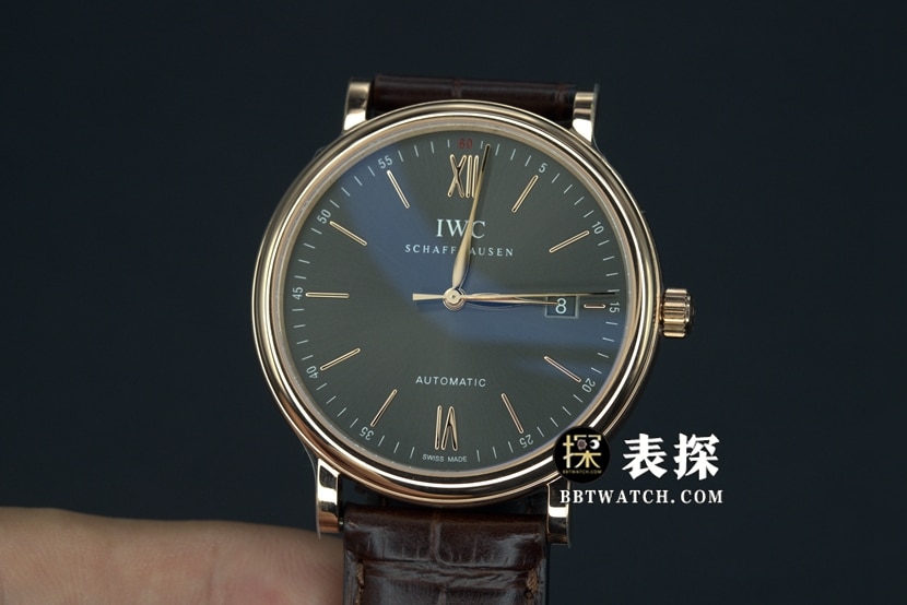 V7厂万国男士柏涛菲诺一比一超A精仿手表岩灰盘金针皮带款IW356511正面实拍图