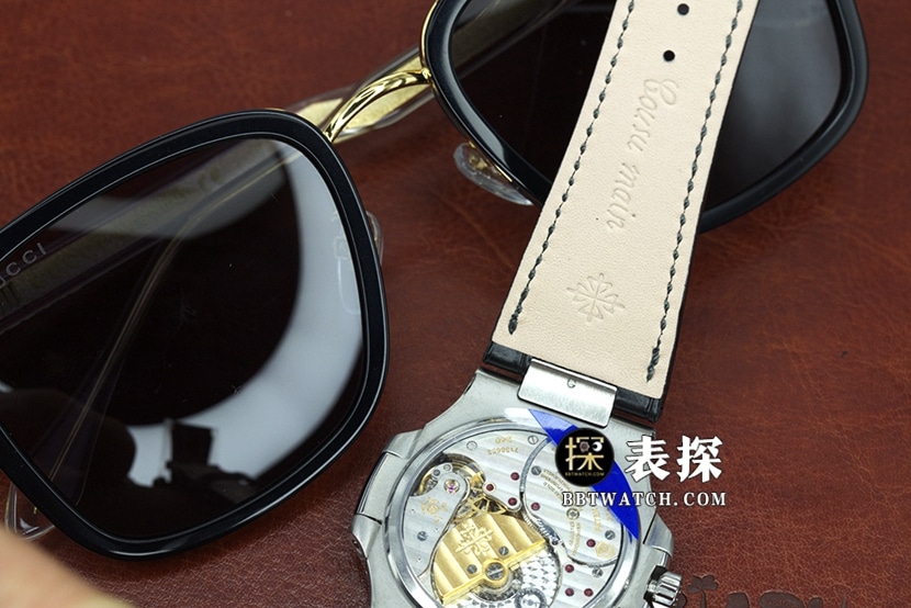 GR厂百达翡丽运动优雅5712顶级一比一精仿手表男士黑盘皮带款图片及价格背面实拍图