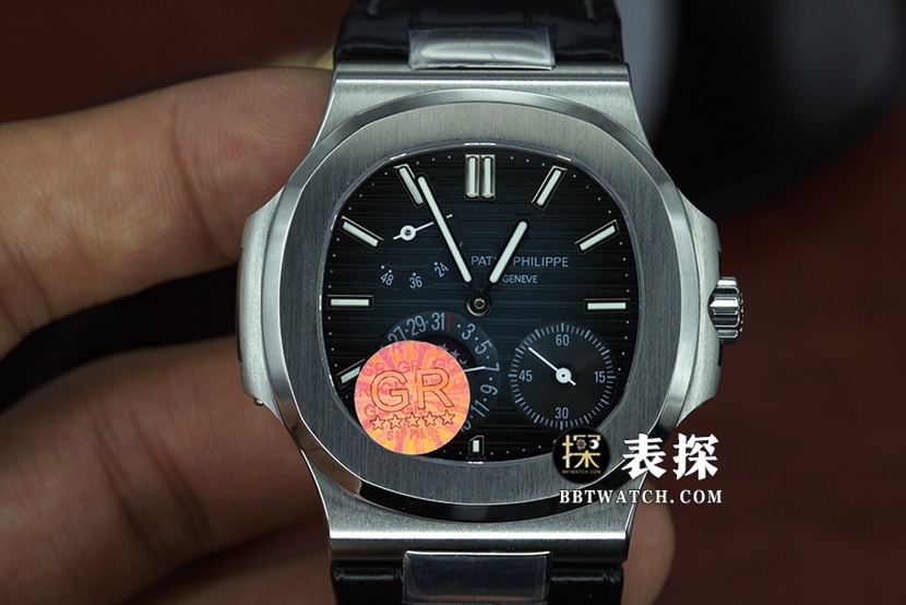 GR厂百达翡丽运动优雅5712顶级一比一精仿手表男士黑盘皮带款图片及价格正面实拍图