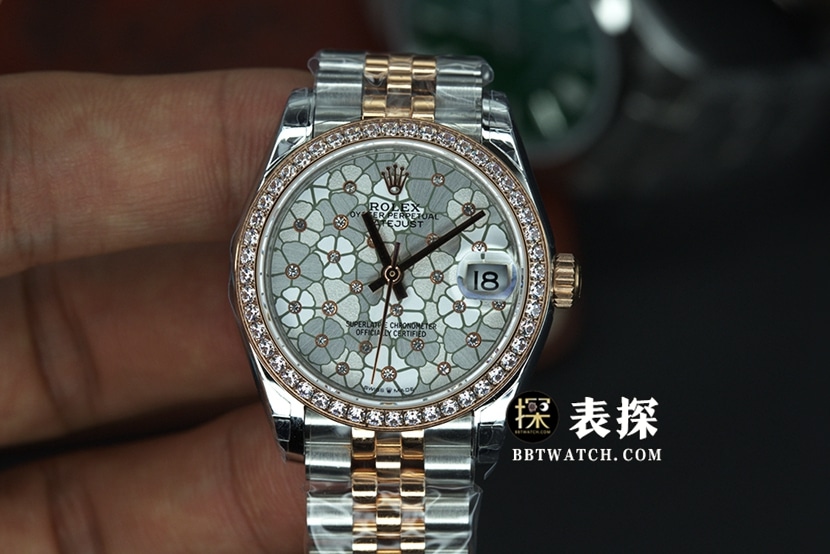 GS厂劳力士女装日志型一比一超A高仿手表女士满天星钢带款图片及价格正面实拍图