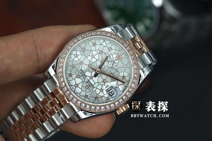 GS厂劳力士女装日志型一比一超A高仿手表女士满天星钢带款图片及价格正面实拍图