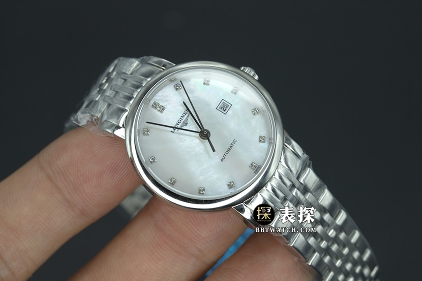 浪琴博雅顶级一比一高仿手表女士白盘钢带款图片及价格正面实拍图
