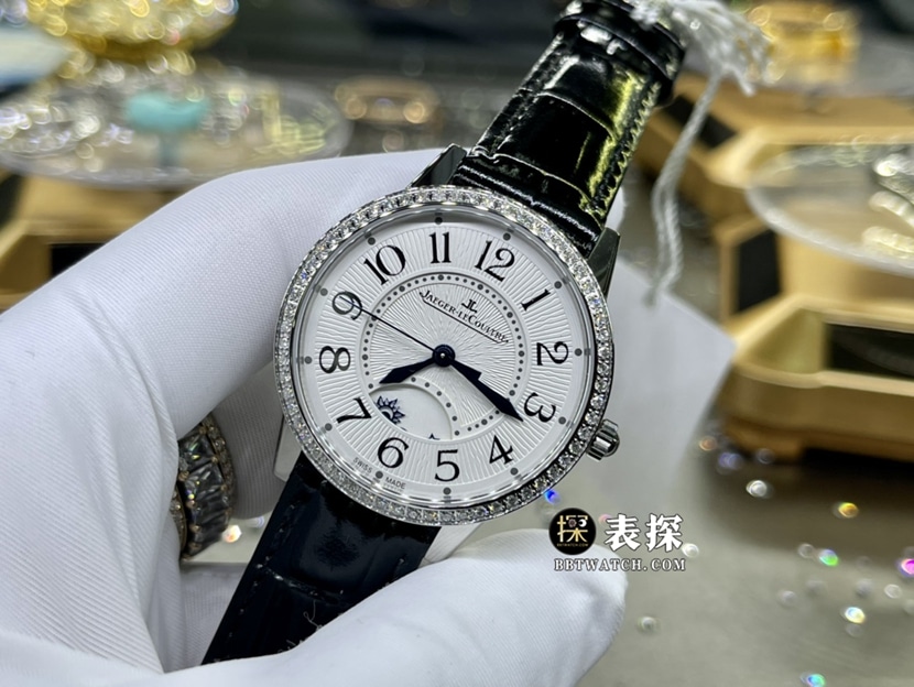 积家约会真金真钻定制顶级复刻手表价位女士皮带款正面实拍图