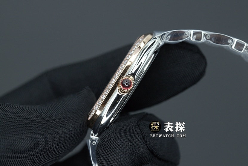 BV厂宝格丽一比一顶级复刻手表女士白盘金针钢带款图片及价格侧面实拍图