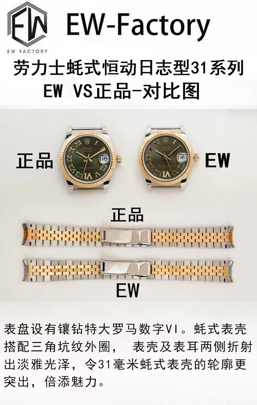 EW劳力士顶级复刻表蚝式恒动日志型31mm真假对比评测
