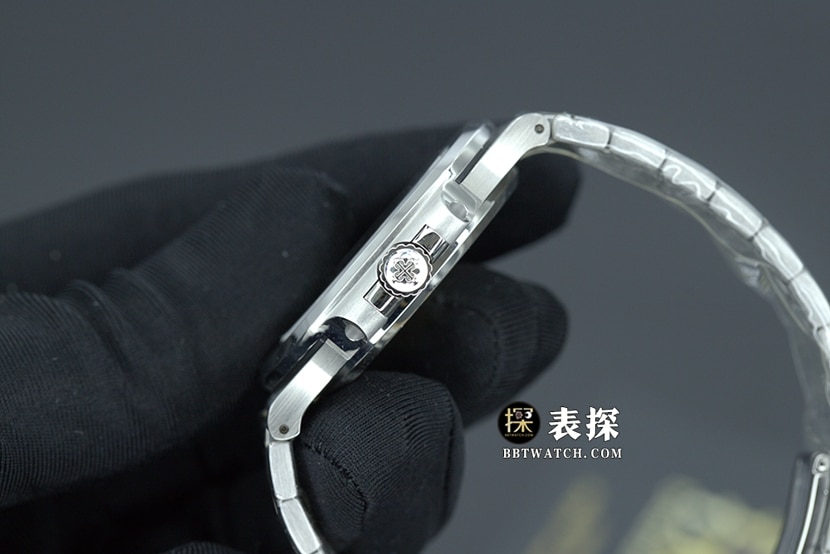 PPF厂百达翡丽运动优雅一比一顶级复刻手表男士橄榄绿鹦鹉螺钢带款图片及价格侧面实拍图