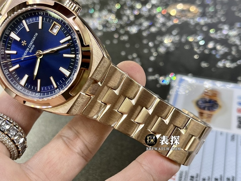 江诗丹顿纵横四海真金真钻定制一比一超A精仿手表女士蓝盘钢带款表带实拍图