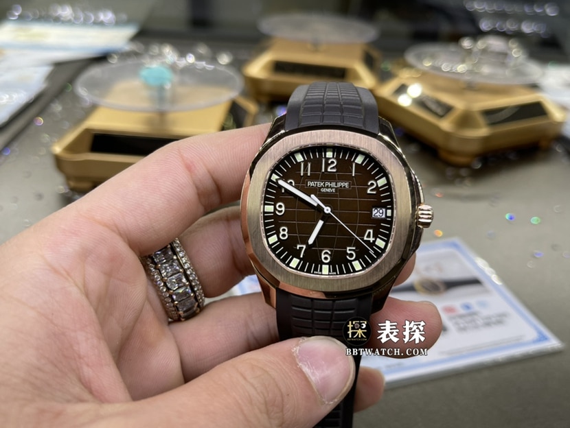 百达翡丽真金真钻定制顶级一比一高仿手表男士深灰盘橡胶款正面实拍图