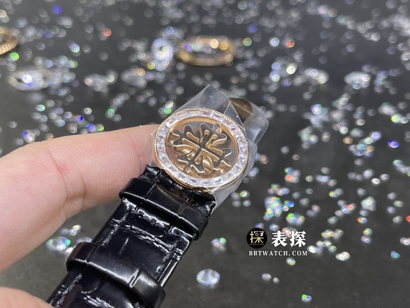 百达翡丽超级复杂功能时计真金真钻定制顶级一比一高仿手表男士星空盘镶钻皮带款表扣实拍图