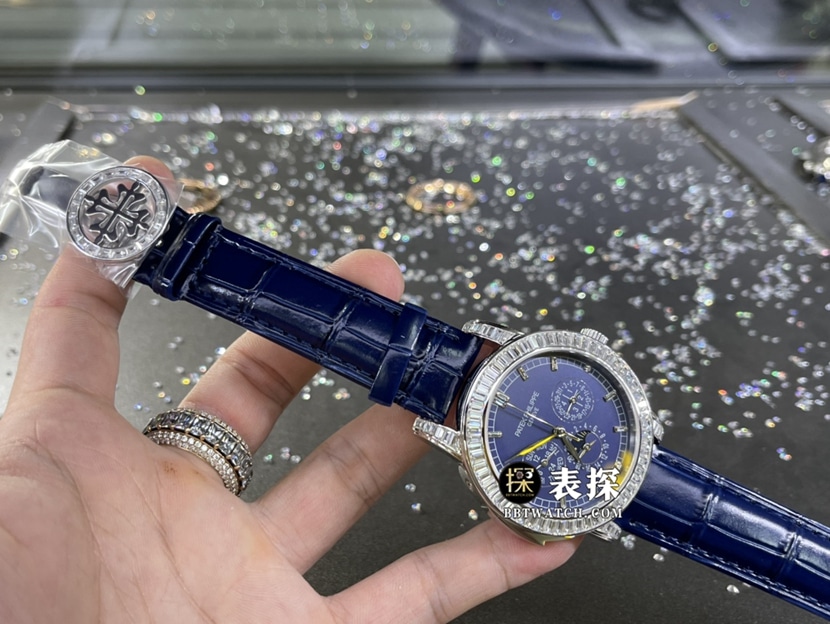 百达翡丽超级复杂功能时计真金真钻定制一比一顶级复刻手表男士三问皮带款表带实拍图