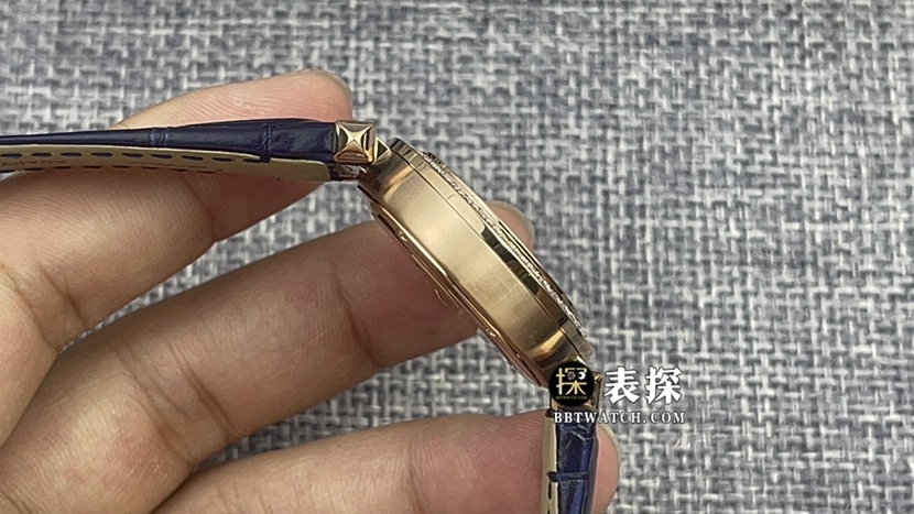 AF厂卡地亚帕莎一比一超A精仿手表女士银白盘镶钻皮带款图片及价格侧面实拍图