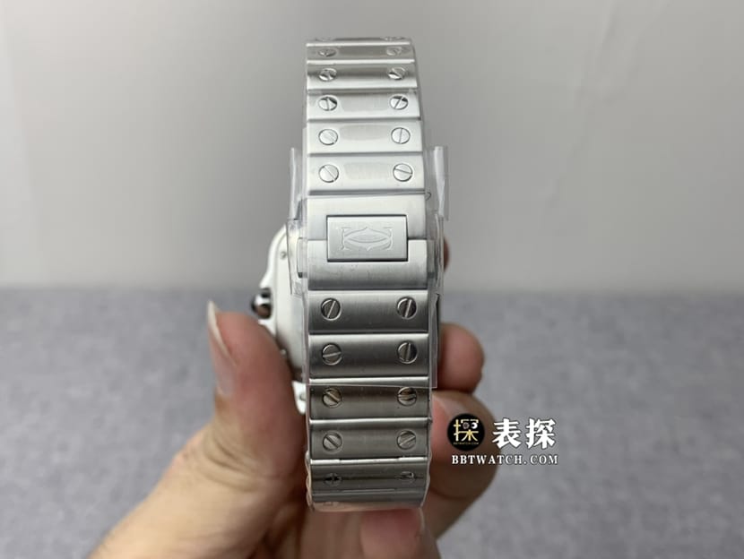 GF厂卡地亚山度士一比一顶级复刻手表女士银白盘钢带款图片及价格表带实拍图