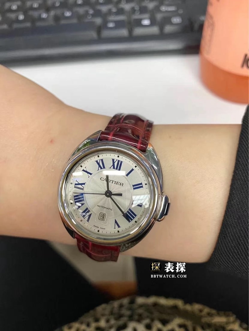 卡地亚钥匙顶级一比一精仿手表女士白盘皮带款图片及价格佩戴实拍图