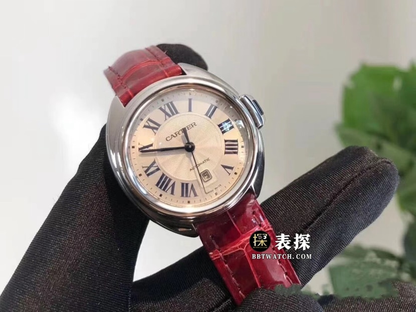 卡地亚钥匙顶级一比一精仿手表女士白盘皮带款图片及价格正面实拍图