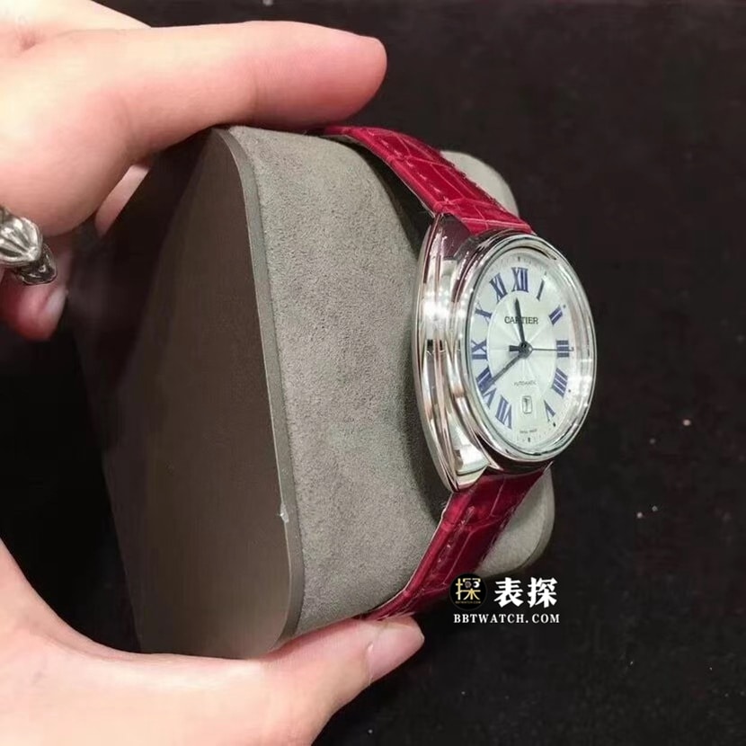 卡地亚钥匙顶级一比一精仿手表女士白盘皮带款图片及价格侧面实拍图