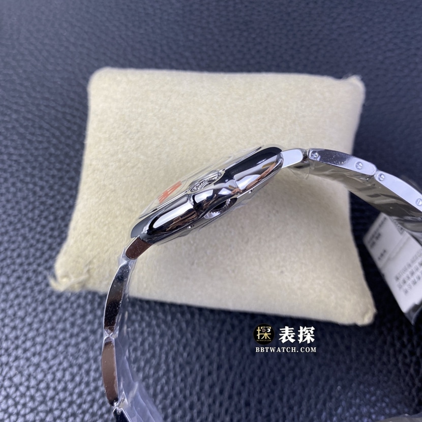 V6厂卡地亚蓝气球顶级一比一精仿手表男士银白盘钢带款图片及价格侧面实拍图