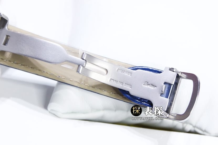 GTG卡地亚蓝气球一比一超A精仿手表女士蓝盘皮带款图片及价格表扣实拍图