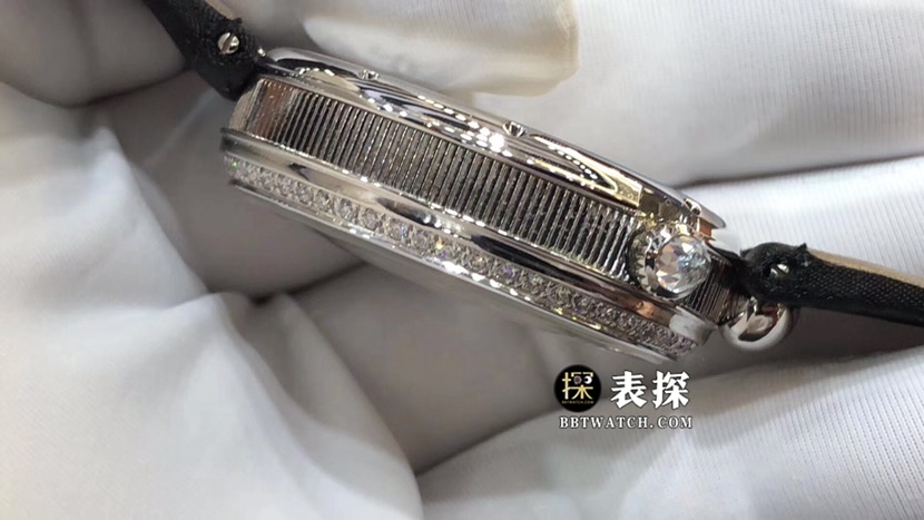 ZF那不勒斯王后宝玑1:1复刻手表银白天然贝母盘织缎款8918BB/58/864/D00D侧面图