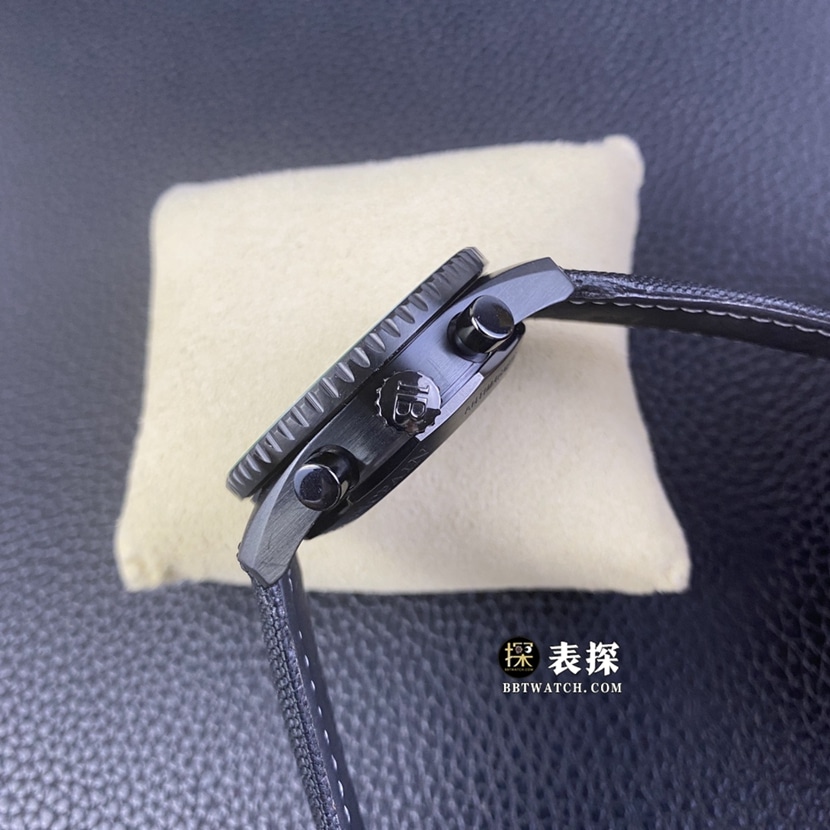 宝珀五十噚顶级一比一精仿手表男士绿盘计时皮带款图片及价格侧面实拍图