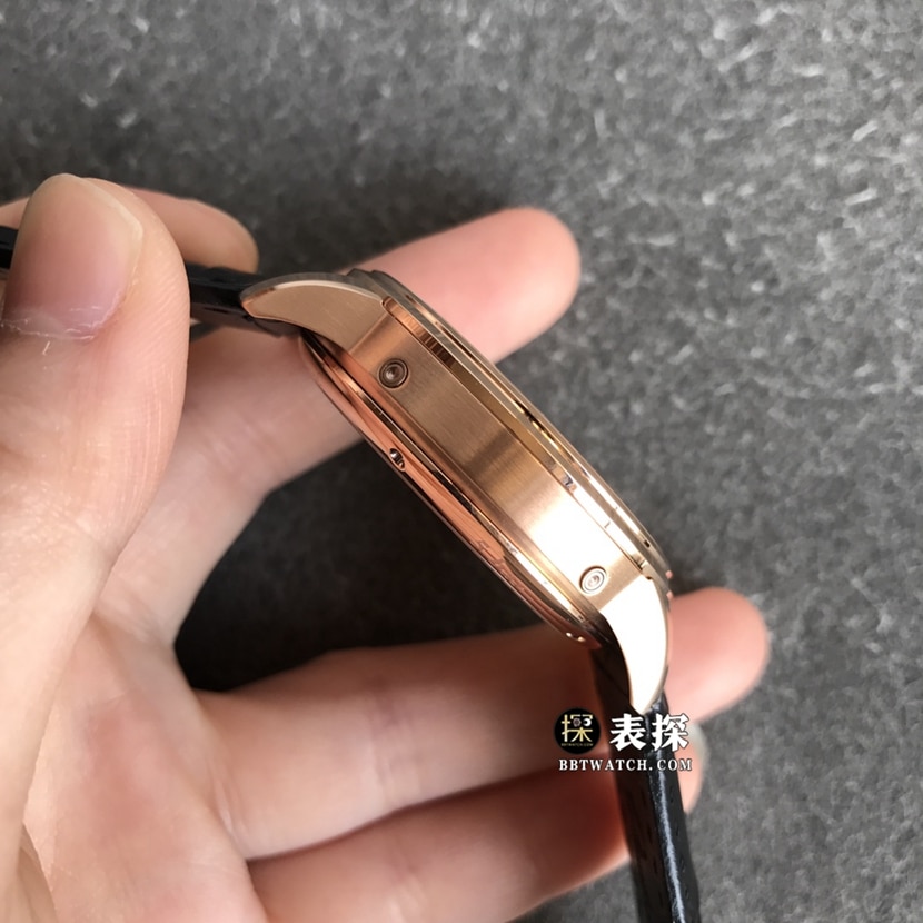 GL厂格拉苏蒂原创议员超A高仿手表男士白盘月相玫瑰金皮带款图片及价格侧面实拍图