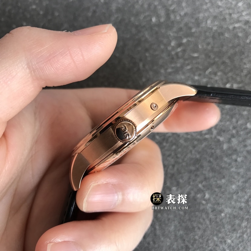 GL厂格拉苏蒂原创议员超A高仿手表男士白盘月相玫瑰金皮带款图片及价格侧面实拍图